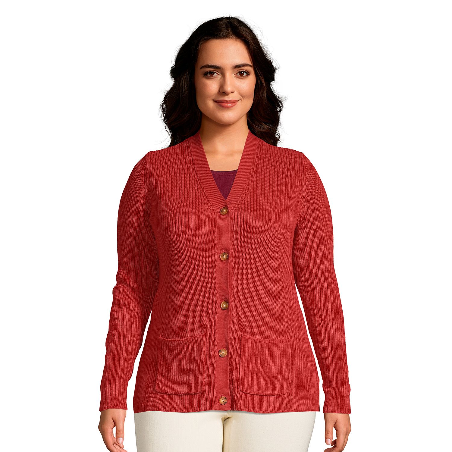 red cardigan sweater plus size