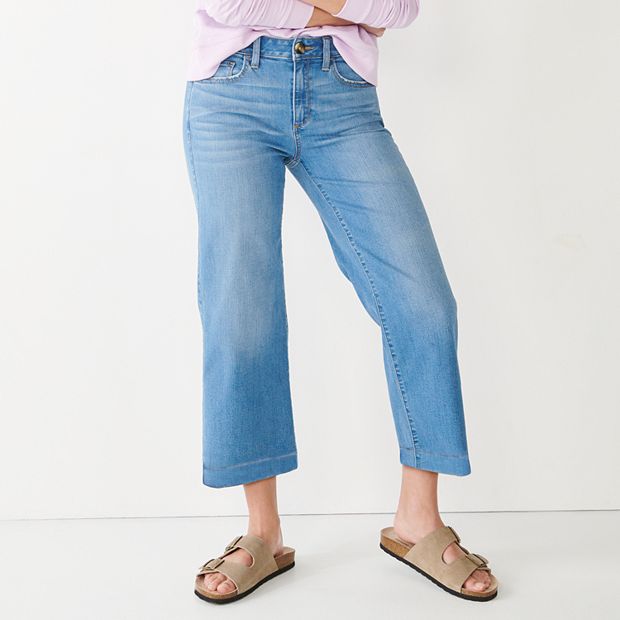 Women s Sonoma Goods For Life High Rise Wide Leg Cropped Denim Jeans