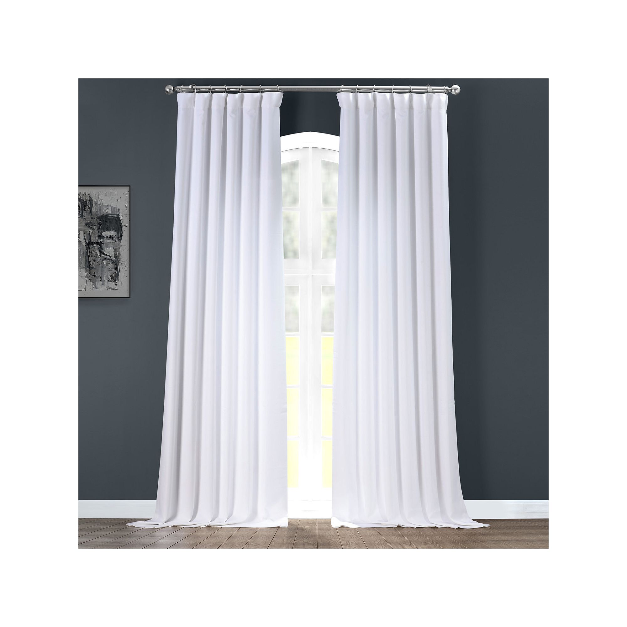 EFF Italian Faux Linen Room Darkening Window Curtain Panel, Dove White