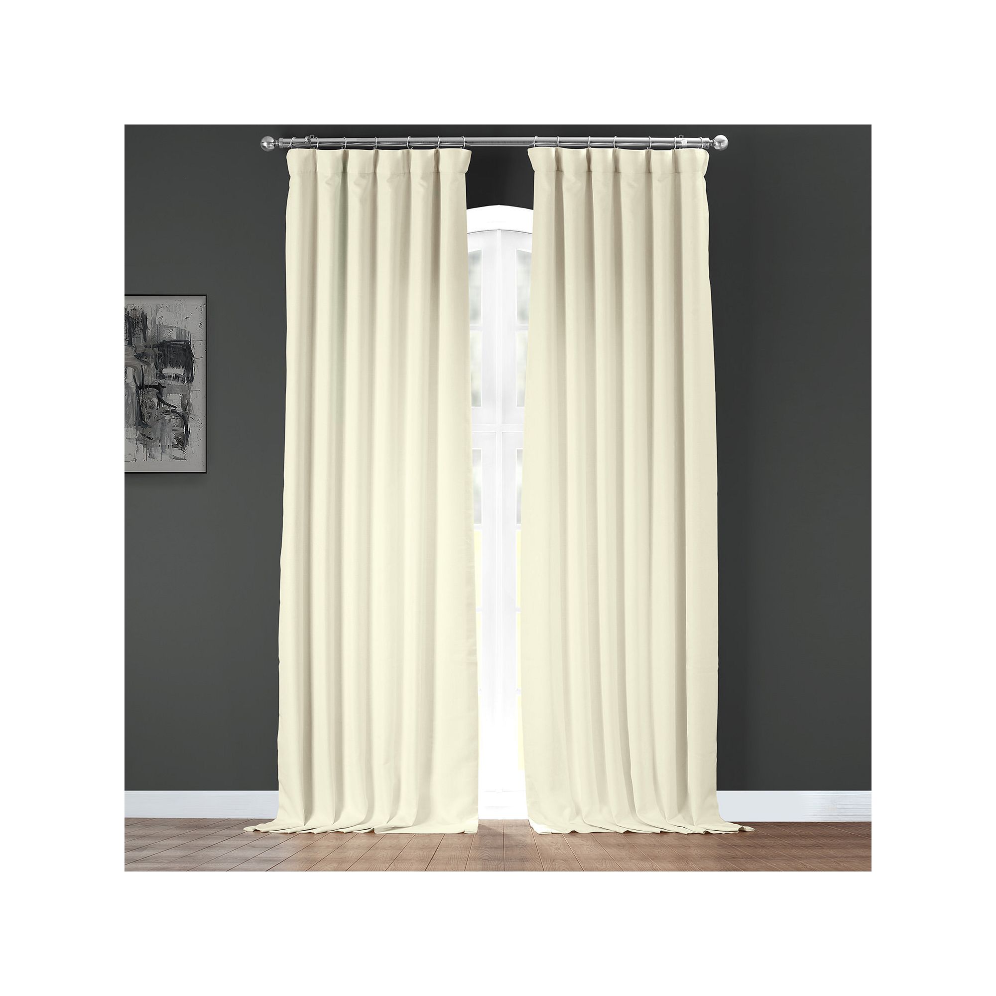 EFF Italian Faux Linen Room Darkening Window Curtain Panel, Gravity Ivory