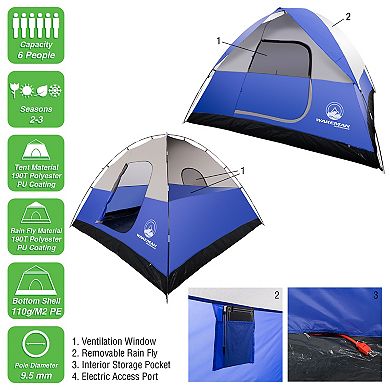 Wakeman Outdoors 4-Person Water Resistant Dome Tent with Removable Rain Fly