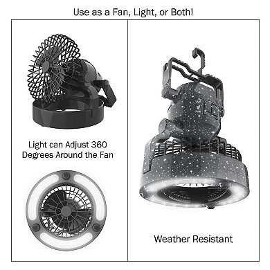 Wakeman Outdoors 2-in-1 Portable 18 LED Lantern with Ceiling Fan