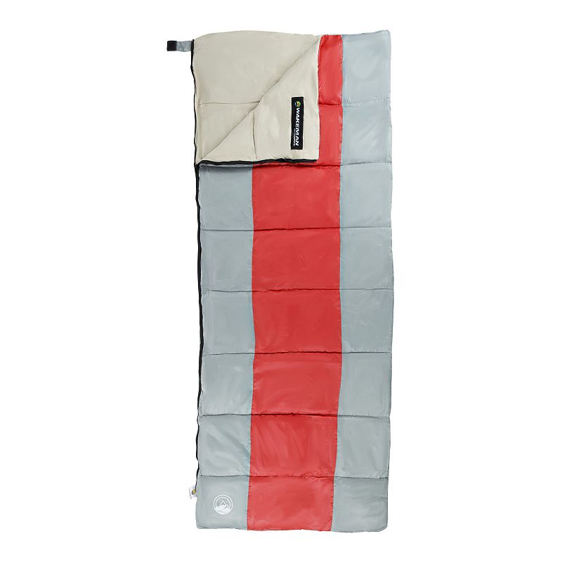 Wakeman Outdoors Sleeping Bag with Compression Straps & Carrying Bag, Red