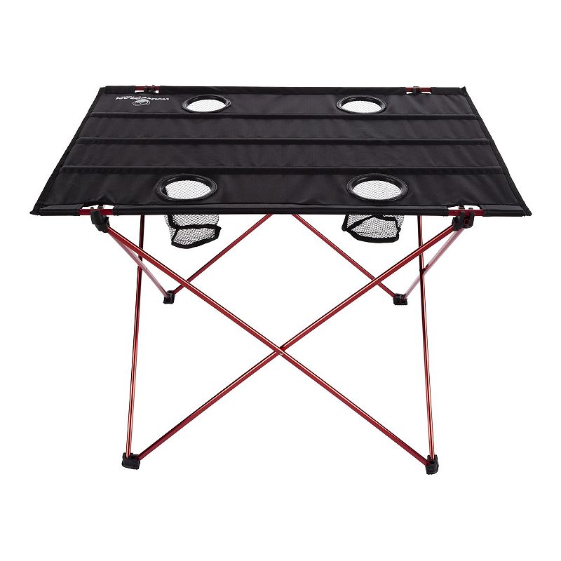 Wakeman Outdoors Camping Folding Table with 4 Cupholders & Carrying Bag, Bl