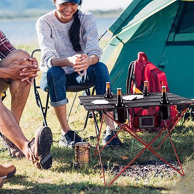 Wakeman Outdoors Camping Folding Table with 4 Cupholders & Carrying Bag