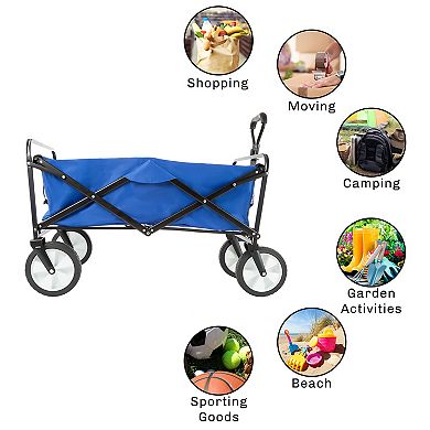 Wakeman Outdoors Folding Wagon Utility Pull Cart with Telescoping Handle