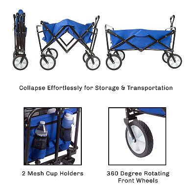 Wakeman Outdoors Folding Wagon Utility Pull Cart with Telescoping Handle