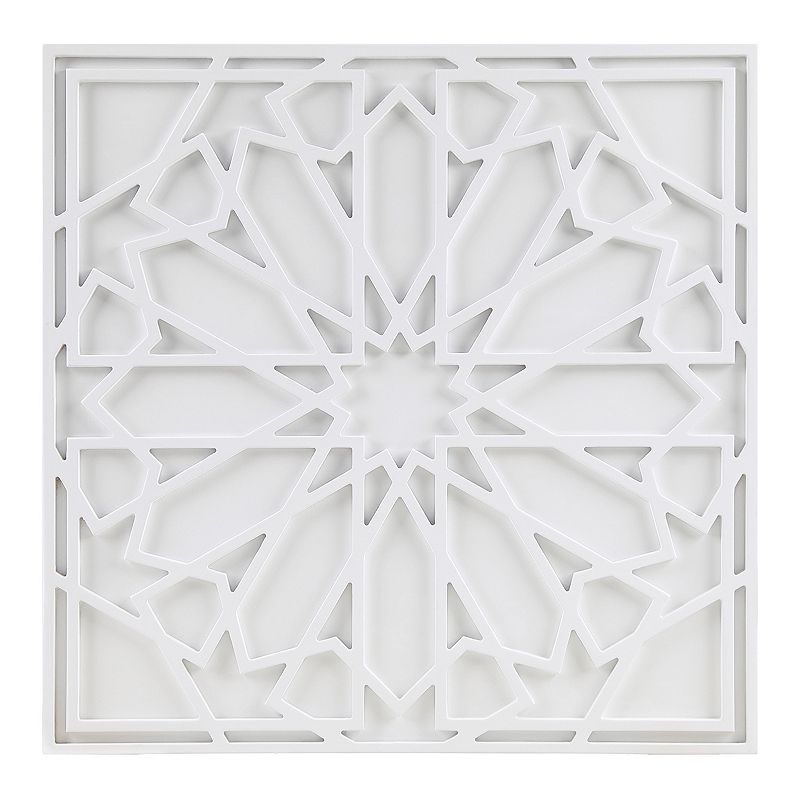 Madison Park Modern MDF Boho Notion Square Carved Wall Panel in Off White