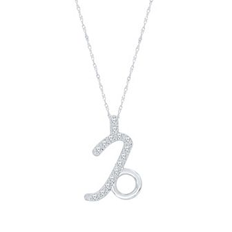 Irena Park Sterling Silver 1/10 Carat T.W. Diamond Pave Capricorn Zodiac Pendant Necklace