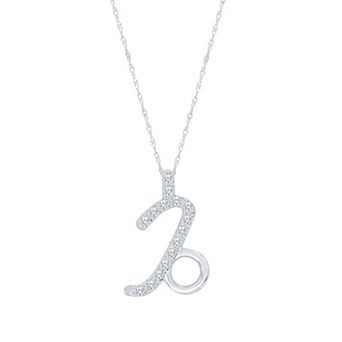 Irena Park Sterling Silver 1/10 Carat T.W. Diamond Pave Capricorn Zodiac Pendant Necklace
