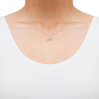 Sterling Silver 1/10 Carat T.W. Diamond Pave Aquarius Zodiac Pendant Necklace