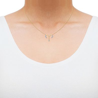 Irena Park Sterling Silver 1/10 Carat T.W. Diamond Pave Aries Zodiac Pendant Necklace