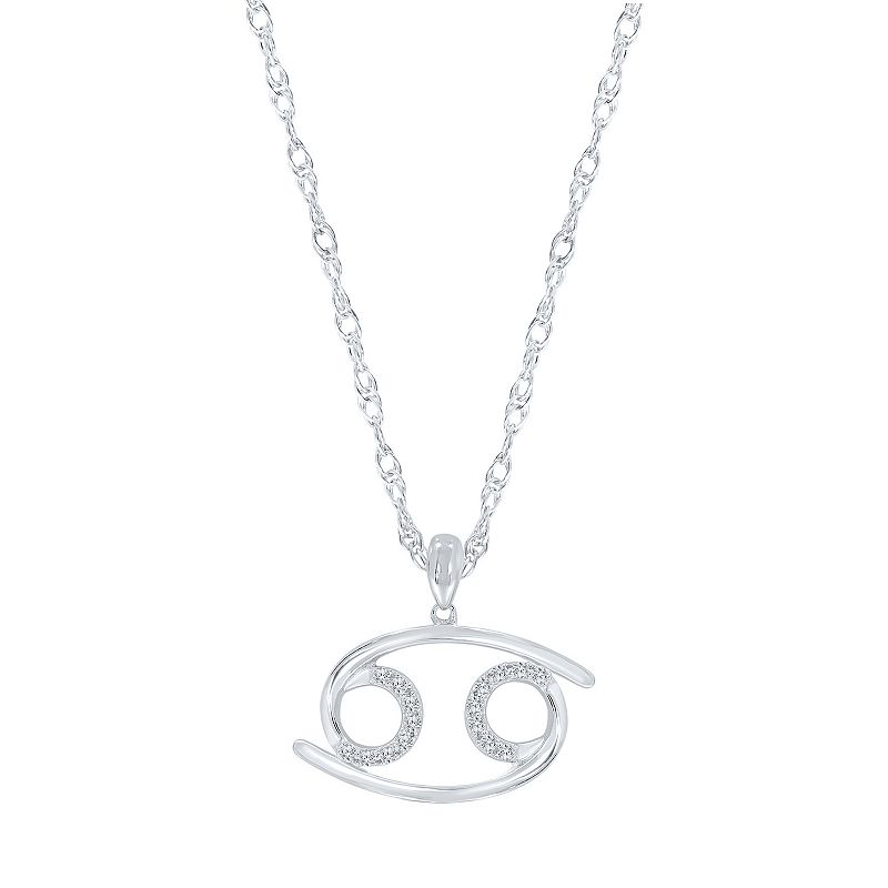 Sterling Silver 1/10 Carat T.W. Diamond Pave Cancer Zodiac Pendant Necklace