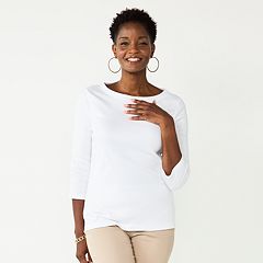 Womens White Croft & Barrow Tops, Clothing