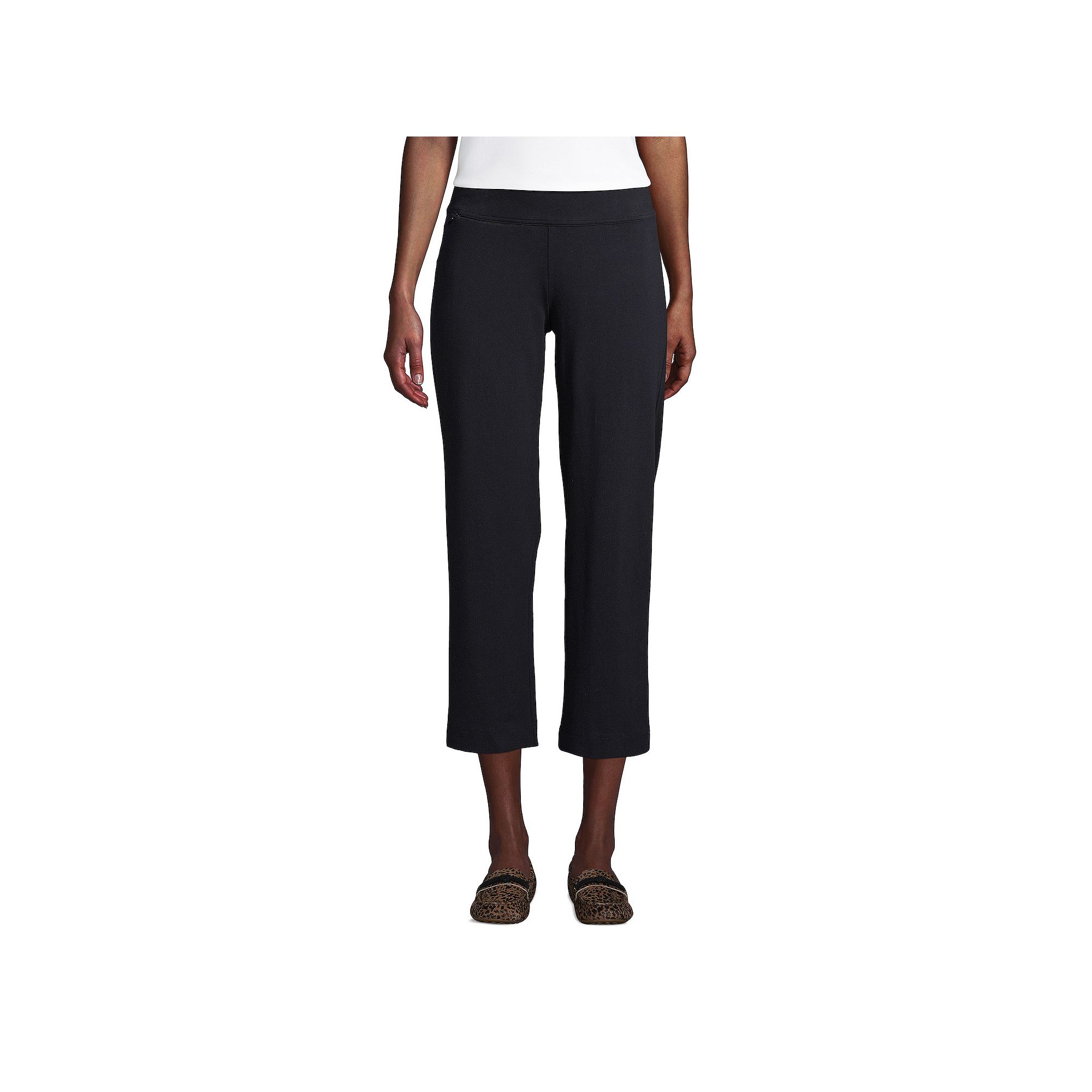 Womens Lands End Starfish Straight-Leg Pull-On Crop Pants, Size: XS, Blac