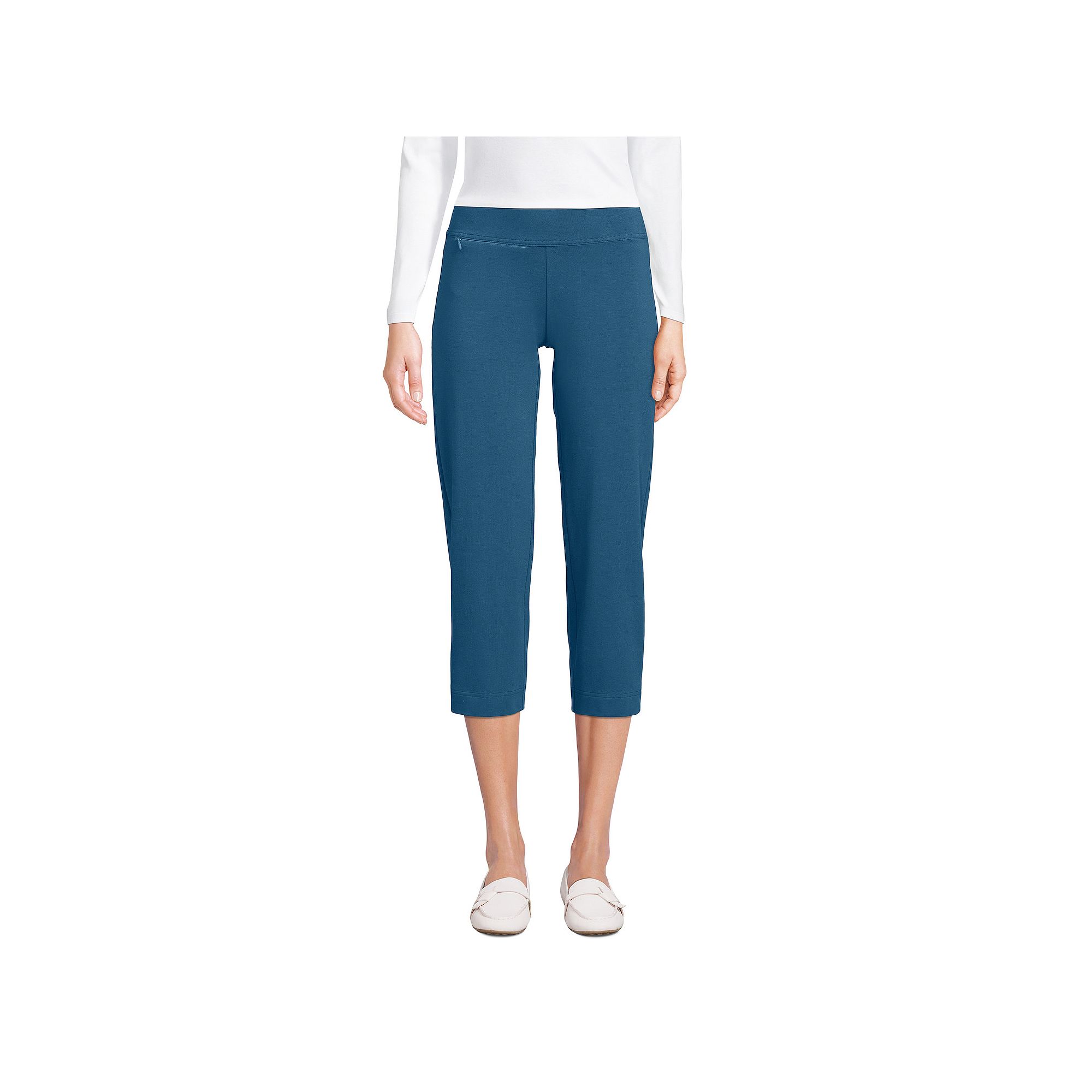 Womens Lands End Starfish Straight-Leg Pull-On Crop Pants, Size: Large Ta