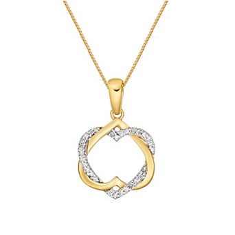 Gemminded 18k Gold Over Sterling Silver Diamond Accent Interlocked Hearts Pendant Necklace
