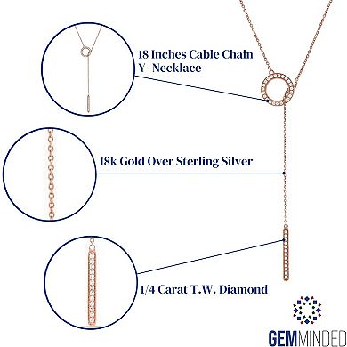 Gemminded 18k Gold Over Sterling Silver 1/4 Carat T.W. Diamond Y-Necklace