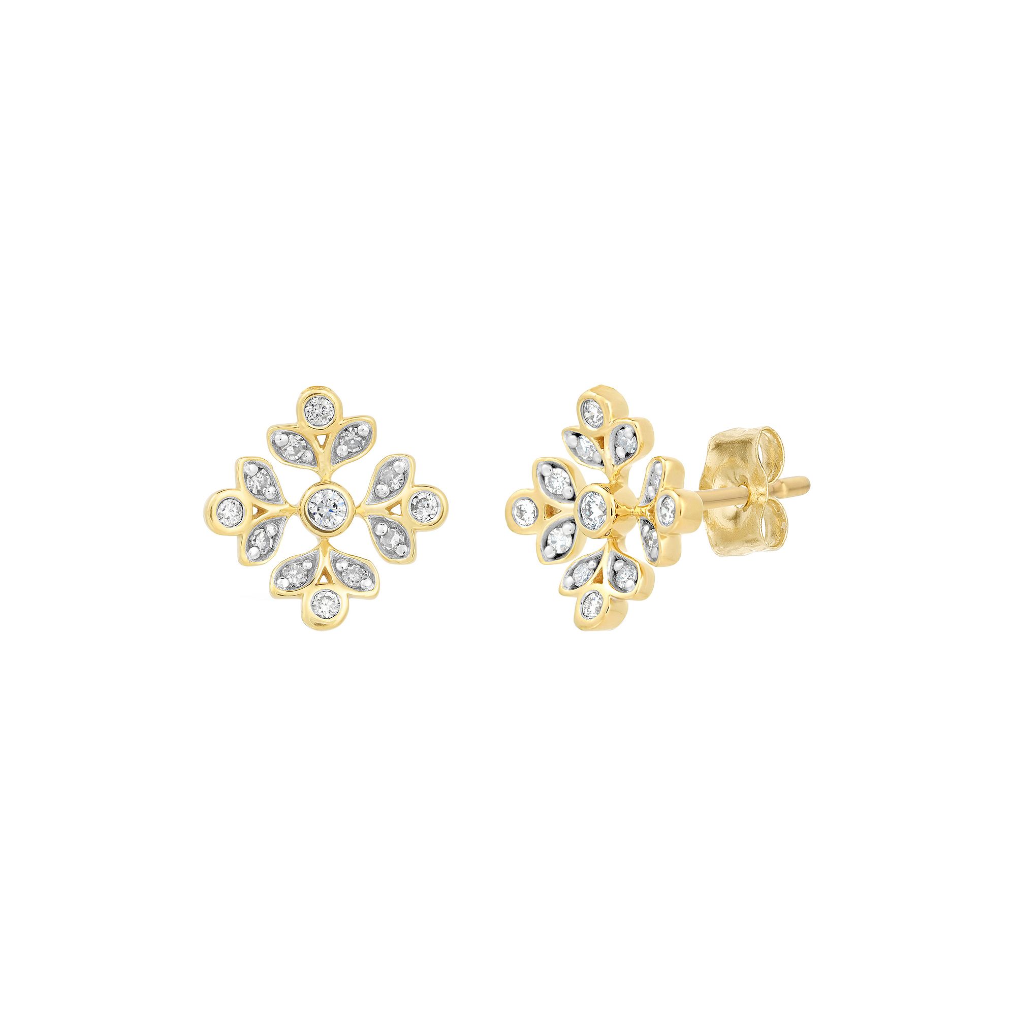 Gemminded 18k Gold Over Sterling Silver 1/8 Carat T.W. Diamond Stud Earring