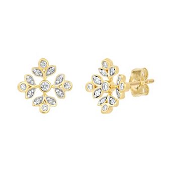Gemminded 18k Gold Over Sterling Silver 1/8 Carat T.W. Diamond Stud Earrings