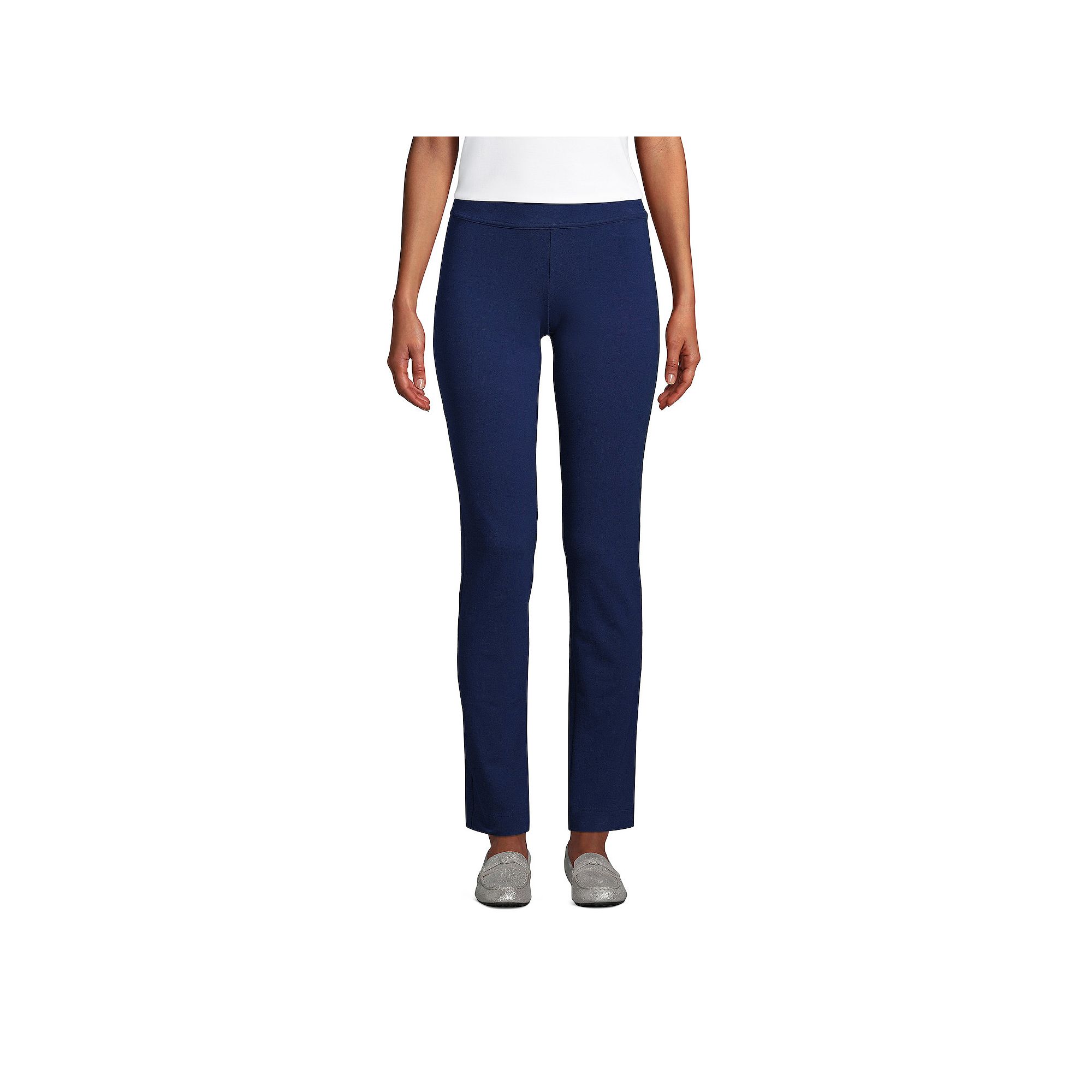 Womens Lands End Starfish Slim-Cut Pull-On Pants, Size: Medium Tall, Deep