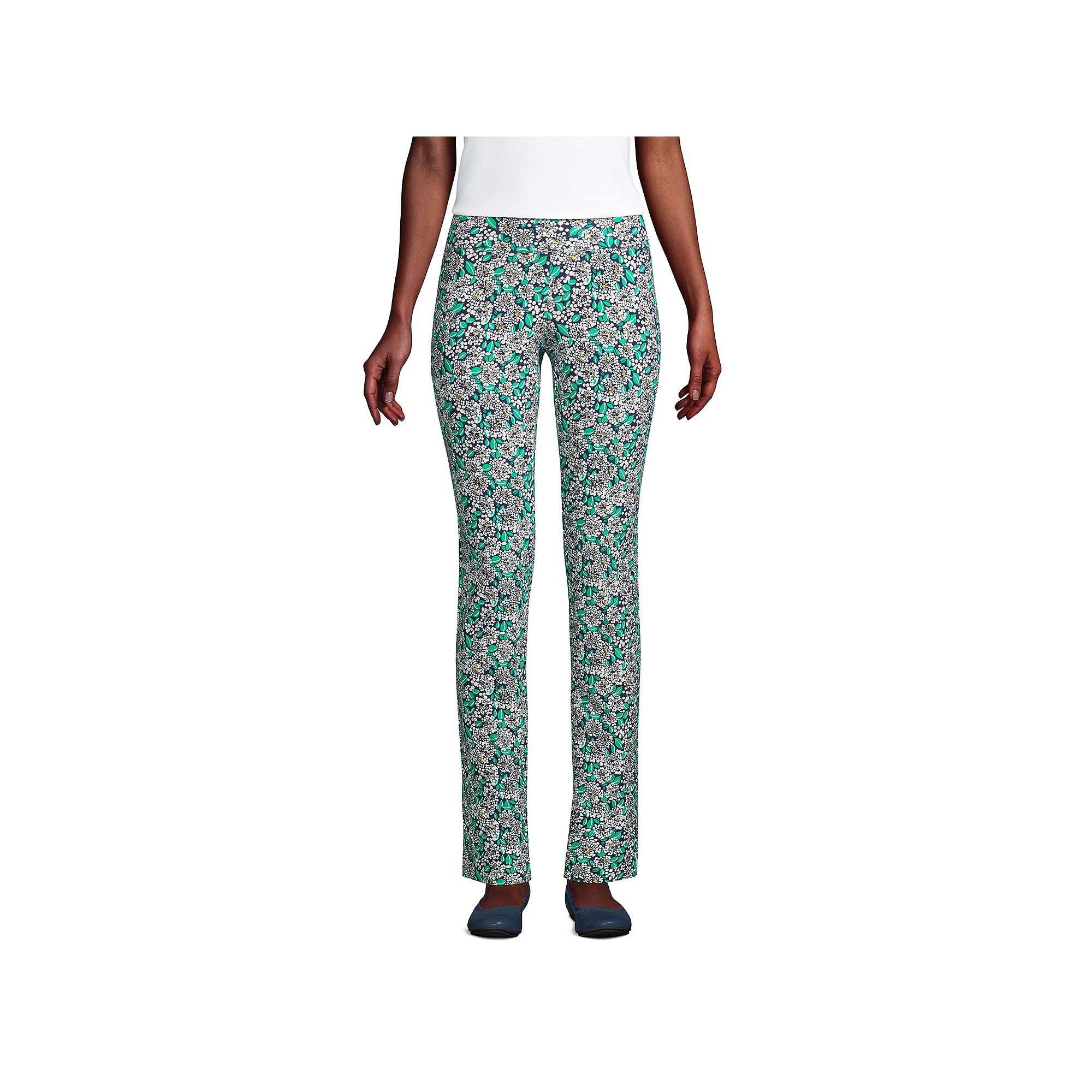 Womens Lands End Starfish Slim-Cut Pull-On Pants, Size: XS, Blue Dotted F
