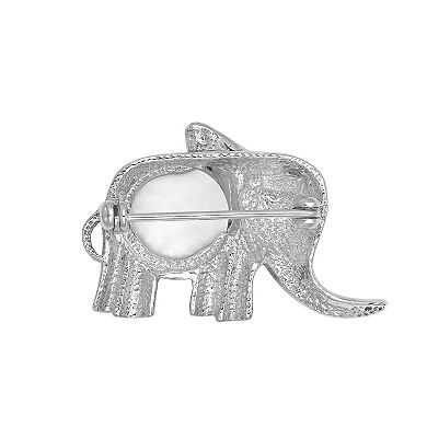 Sterling Silver Marcasite & Mother-of-Pearl Elephant Pendant