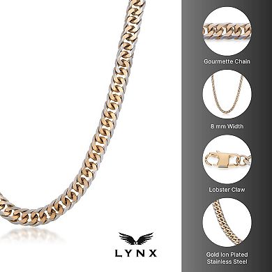 Men's LYNX Blue Ion-Plated Stainless Steel Curb Chain Necklace