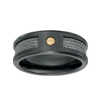Men's LYNX Black Zirconium Gold Screw Ring
