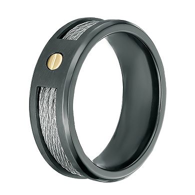 Men's LYNX Black Zirconium Gold Screw Ring