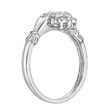 Gemminded Sterling Silver White Topaz & Diamond Accent Claddagh Ring