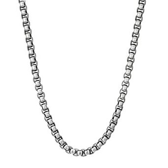 Men's LYNX Antiqued Stainless Steel Box Chain Necklace