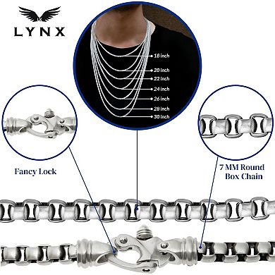 Men's LYNX Antiqued Stainless Steel Box Chain Necklace
