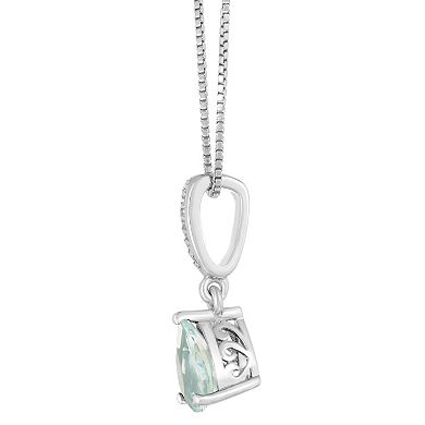 Gemminded Sterling Silver Aquamarine & White Topaz Accent Pendant Necklace