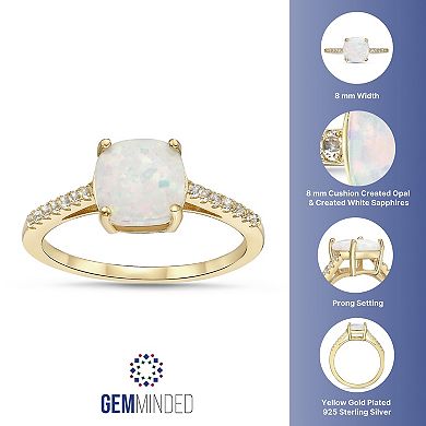 Gemminded 18k Rose Gold Over Sterling Silver Lab-Created White Sapphire & Lab-Created Opal Ring