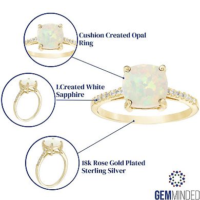 Gemminded 18k Rose Gold Over Sterling Silver Lab-Created White Sapphire & Lab-Created Opal Ring