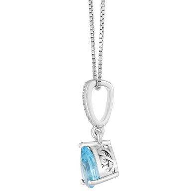 Gemminded Sterling Silver White Topaz Accent & Blue Topaz Pendant Necklace