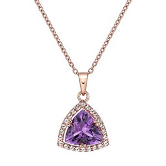 Gemminded 18k Rose Gold Over Sterling Silver White Topaz Accent & Amethyst Pendant Necklace