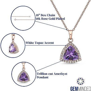 Gemminded 18k Rose Gold Over Sterling Silver White Topaz Accent & Amethyst Pendant Necklace