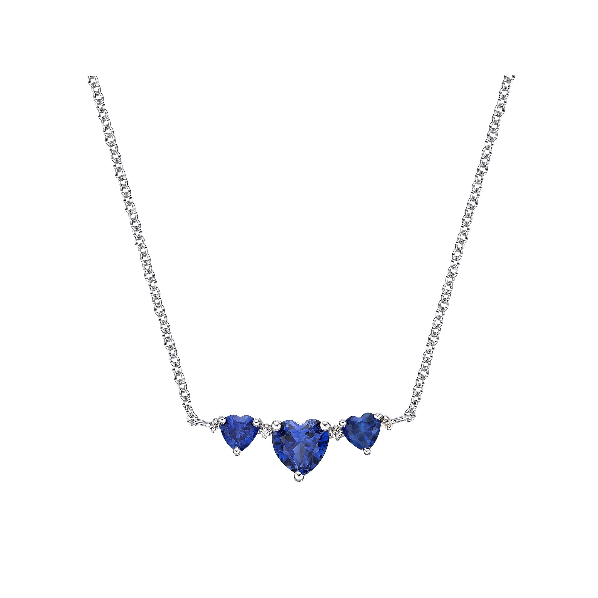 Gemminded Sterling Silver Lab-Created Sapphire & Diamond Accent Pendant Ne