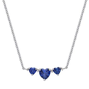 Gemminded Sterling Silver Lab-Created Sapphire & Diamond Accent Pendant Necklace