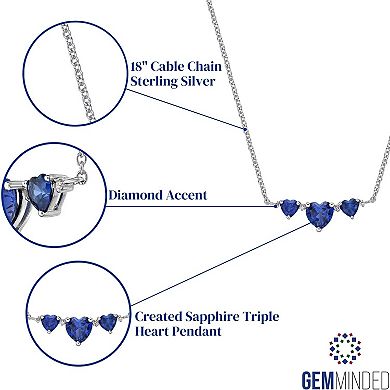 Gemminded Sterling Silver Lab-Created Sapphire & Diamond Accent Pendant Necklace