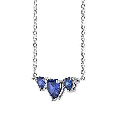 Gemminded Sterling Silver Lab-Created Sapphire & Diamond Accent Pendant Necklace