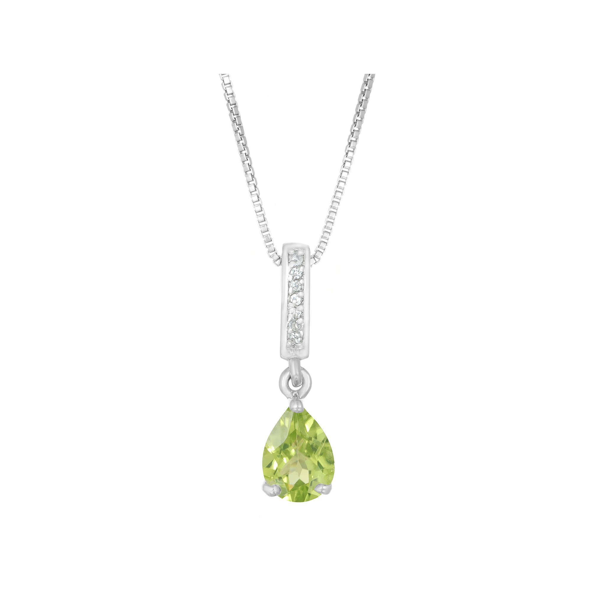 Gemminded Sterling Silver White Topaz Accent & Peridot Pendant Necklace, W