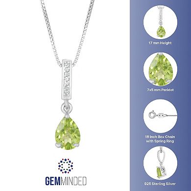 Gemminded Sterling Silver White Topaz Accent & Peridot Pendant Necklace