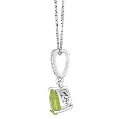 Gemminded Sterling Silver White Topaz Accent & Peridot Pendant Necklace