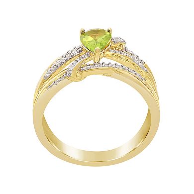 Gemminded 18k Gold Over Sterling Silver White Topaz Accent & Peridot Ring