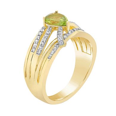 Gemminded 18k Gold Over Sterling Silver White Topaz Accent & Peridot Ring