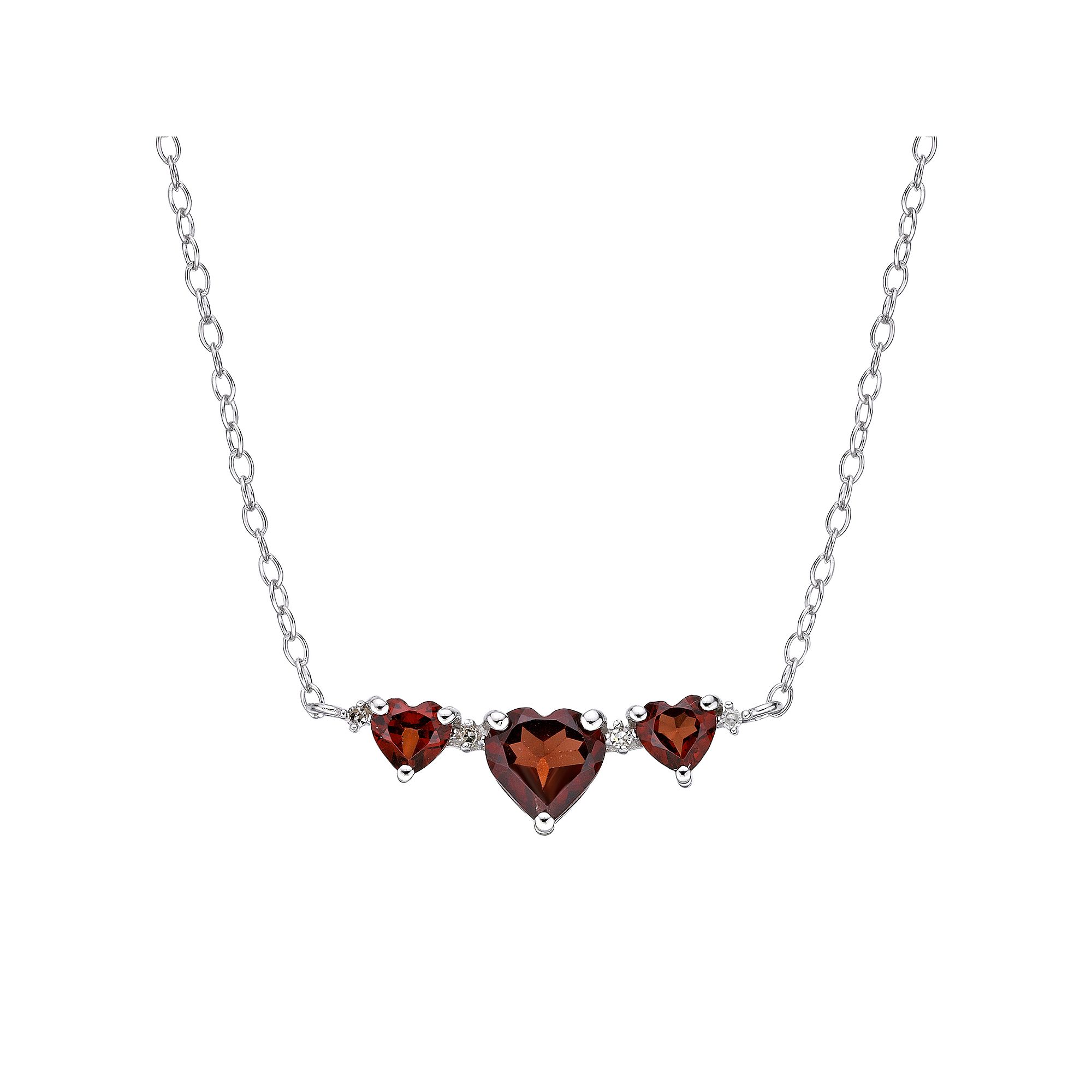 Gemminded Sterling Silver Garnet & Diamond Accent Necklace, Womens, Size: