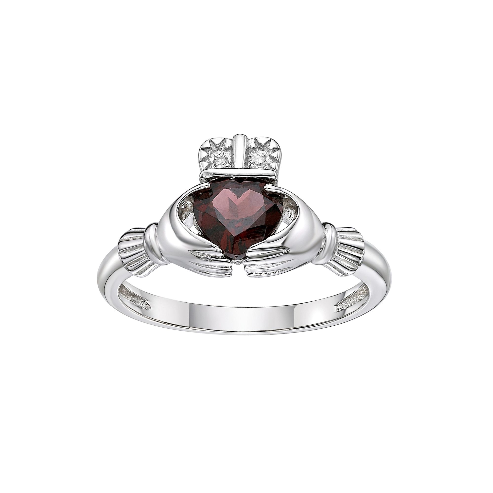 Gemminded Sterling Silver Garnet & Diamond Accent Ring, Womens, Size: 5